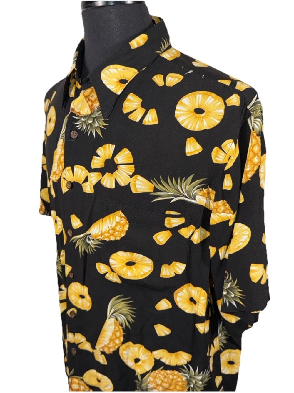 REYN SPOONER SPUN RAYON PINEAPPLE SLICES CAMP SHIRT SZ XL